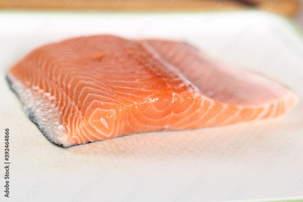 Fresh Salmon Fillet. Making Salmon in Puff Pastry Series.
