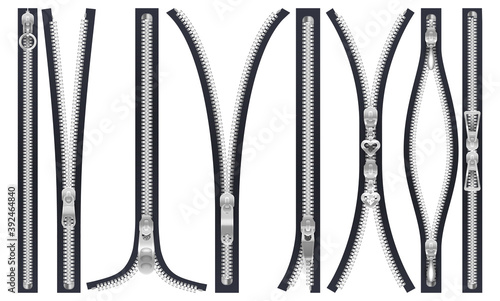 Set of isolated zipper with heart fastener