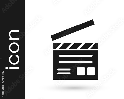 Grey Movie clapper icon isolated on white background. Film clapper board. Clapperboard sign. Cinema production or media industry. Vector Illustration.
