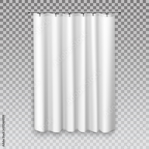 Curtain blinds, white drapes window shades, 3D
