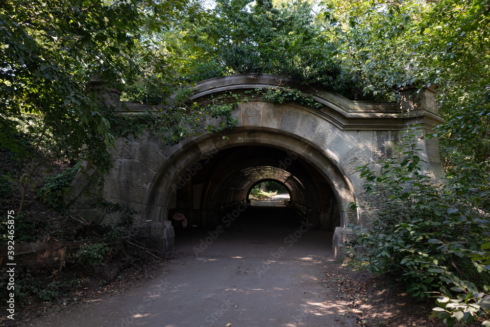 Dark Tunnel at Prospect Park in Brooklyn New York during Summer