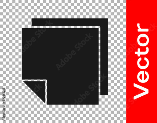 Black Post note stickers icon isolated on transparent background. Sticky tapes with space for text or message. Vector Illustration.