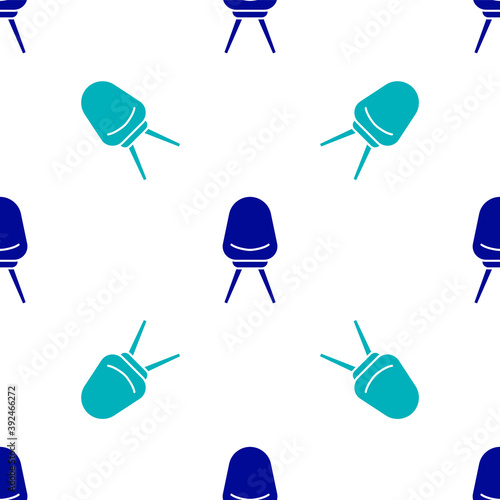 Bild auf Leinwand Blue Office chair icon isolated seamless pattern on white background
