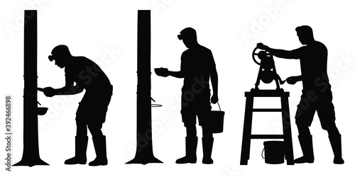 Set of rubber tapping man silhouette vector on white background