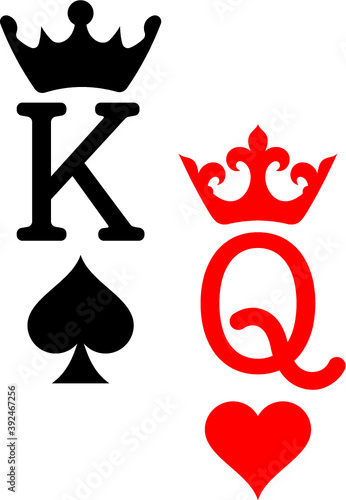 Vector illustration of the king and queen card symbols