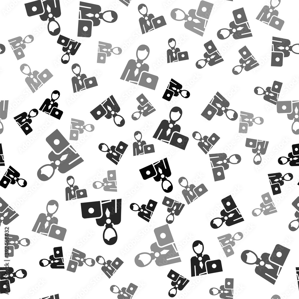 Black Businessman icon isolated seamless pattern on white background. Business avatar symbol user profile icon. Male user sign. Vector. Black Businessman icon isolated seamless pattern on white background. Business avatar symbol user profile icon. Male user sign. Vector.