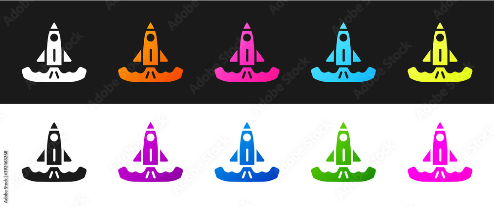 Set Rocket icon isolated on black and white background. Vector. Set Rocket icon isolated on black and white background. Vector.