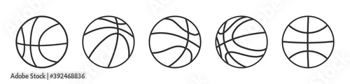 basketball icon set in line style  Vector illustration