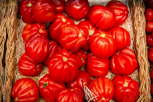 Red eco tomatoes on the market