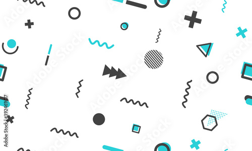 Black Blue Abstract geometric background and geometric seamless pattern. Memphis style element 