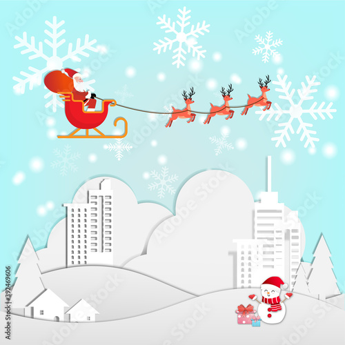 Wallpaper Mural Merry Christmas and Happy New Year. Illustration of Santa Claus Torontodigital.ca