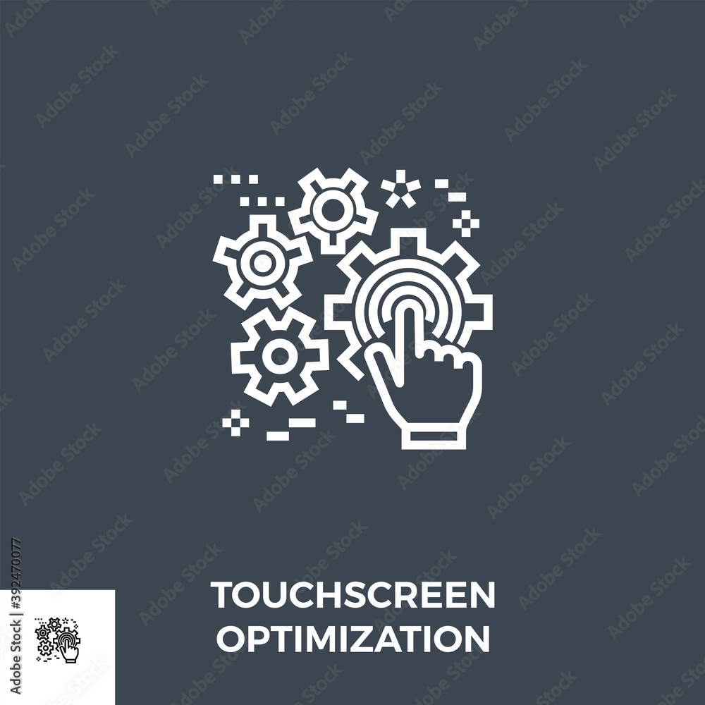 Touchscreen Optimization Related Vector Thin Line Icon. Isolated on Black Background.Vector Illustration. Touchscreen Optimization Related Vector Thin Line Icon. Isolated on Black Background.Vector Illustration.
