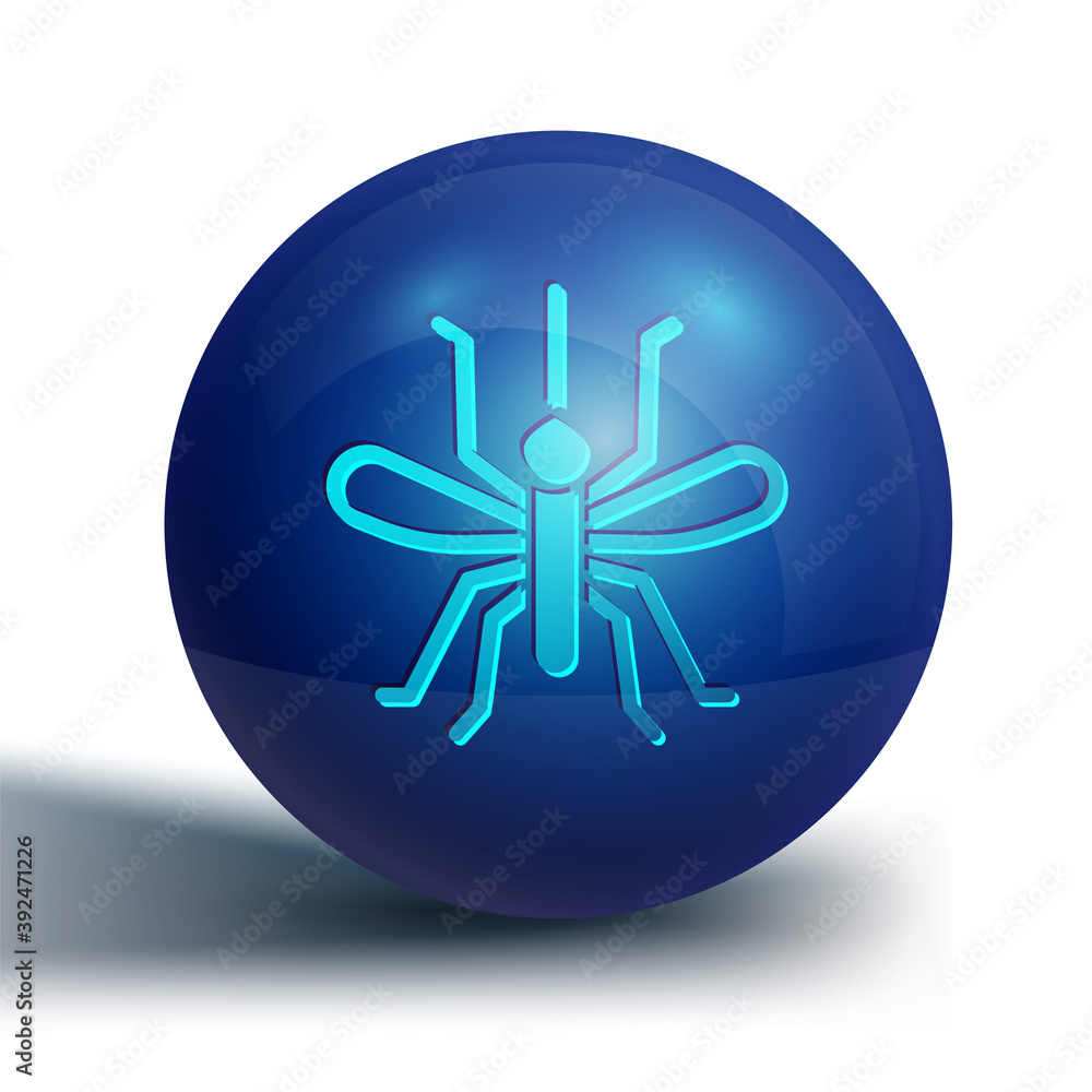 Blue Mosquito icon isolated on white background. Blue circle button. Vector. Blue Mosquito icon isolated on white background. Blue circle button. Vector.