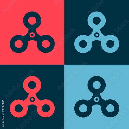 Pop art Fidget spinner icon isolated on color background. Stress relieving toy. Trendy hand spinner. Vector.
