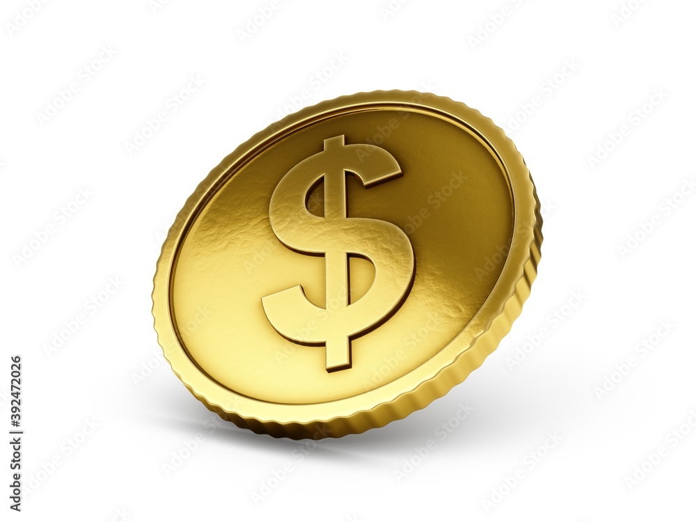 3D rendering gold coin on white background 3D rendering gold coin on white background