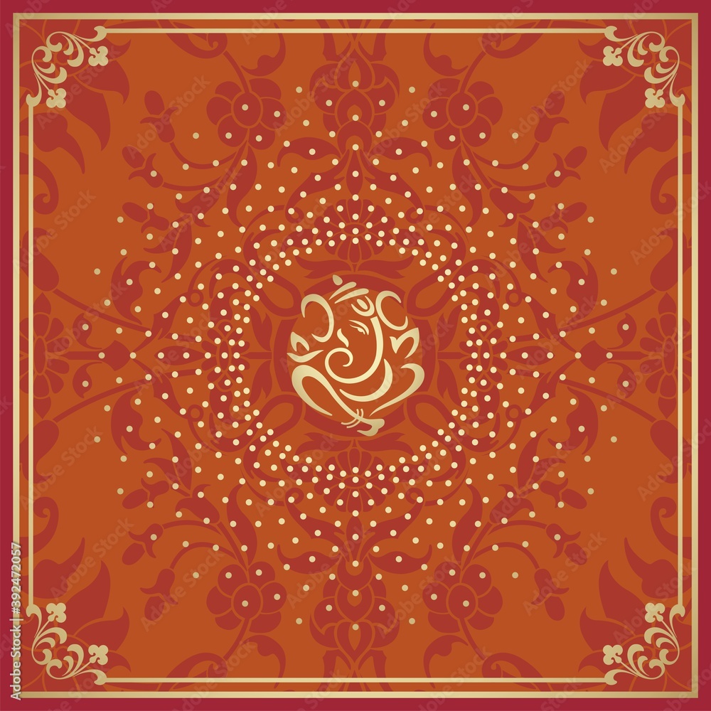 Ganesha, wedding card, royal Rajasthan, India	