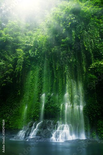 The natural scenery of the waterfall in North Bengkulu  is beautiful like silk threads of water flowing from the Sumatran line of mountains