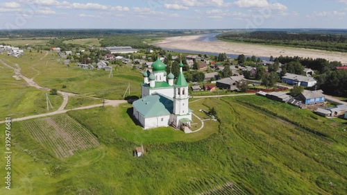 The village of Lomonosovo. Church of Dmitry Solunsky. Russia, Arkhangelsk region, Kholmogorsky district photo