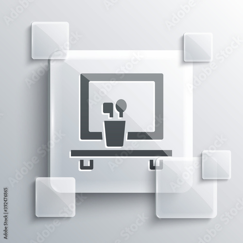 Grey Washbasin mirror icon isolated on grey background. Bathroom interior with a mirror. Square glass panels. Vector.
