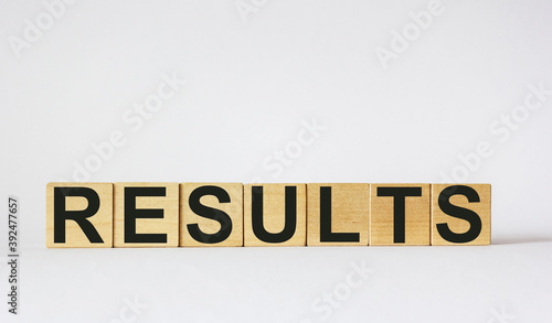 RESULT word made with building blocks isolated on white
