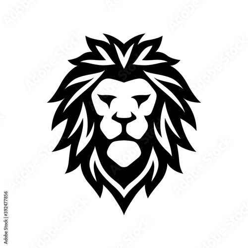 Lion head logo template. Fashionable trendy animal design element for t-shirt prints posters decoration. Vector vintage illustration.