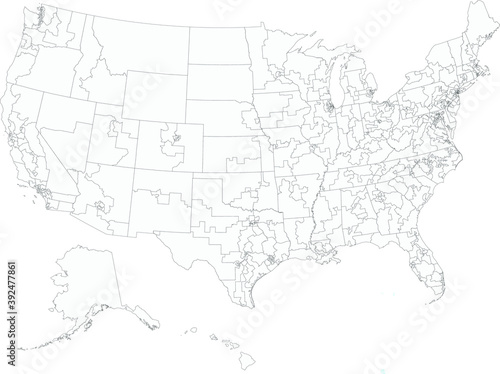 White vector electoral units map of the federal states of United States of America