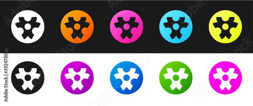 Set Biohazard symbol icon isolated on black and white background. Vector.