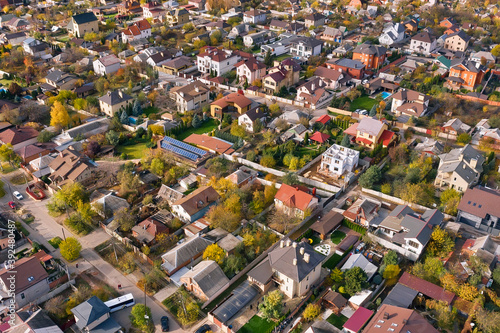 Aerial view to residential quaters in the suburb of big city photo