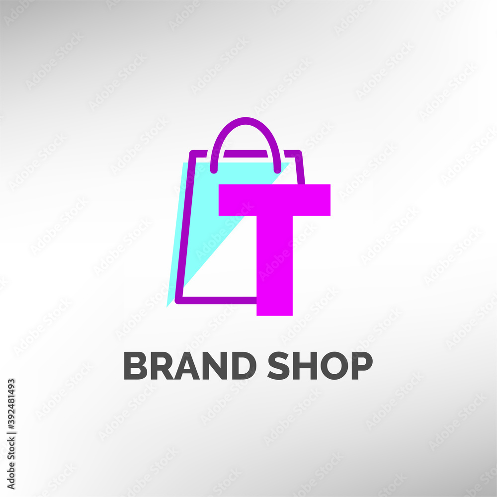letter T paper bag logo template for online shop, commerce and e-commerce, store identity or any other company letter T paper bag logo template for online shop, commerce and e-commerce, store identity or any other company
