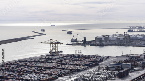 BARCELONA, SPAIN - Dec 31, 2017: Bocana and main channel of the Port of Bacelona photo