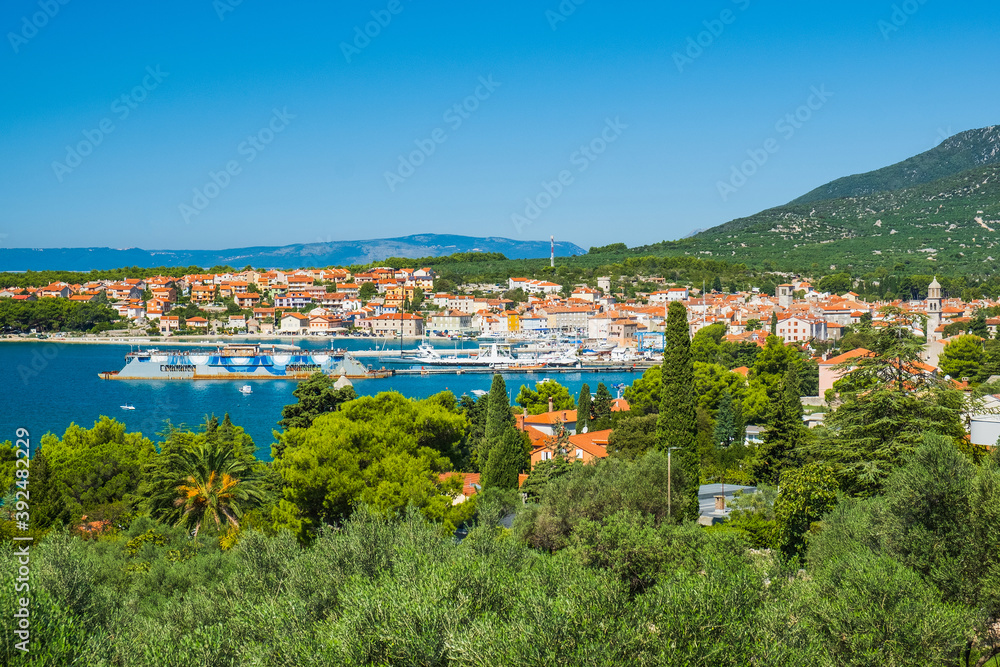 Town of Cres on the island of Cres in Croatia, Adriatic seascape