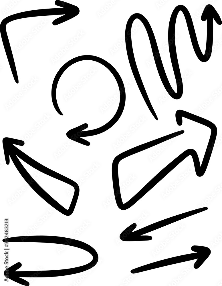 hand-drawn arrows doodle vector illustration set hand-drawn arrows doodle vector illustration set