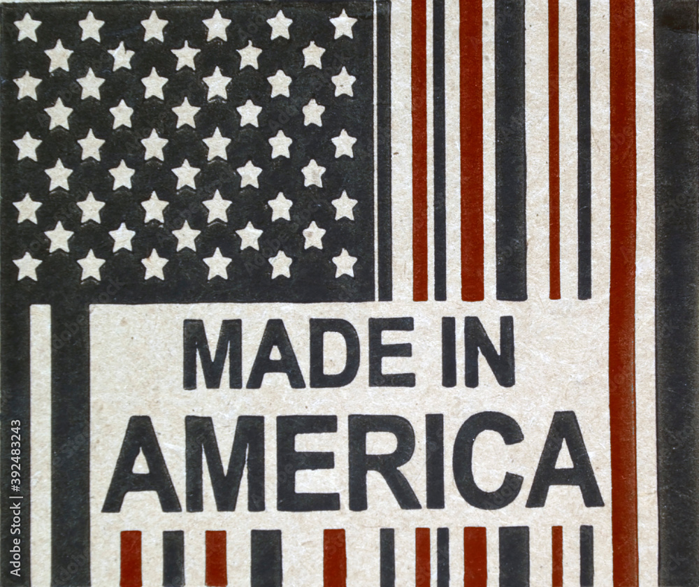 MADE IN AMERICA stamp from shipping box. MADE IN AMERICA stamp from shipping box.
