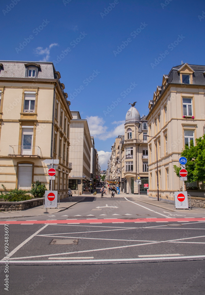 beautiful streets with architectural buildings in Luxembourg