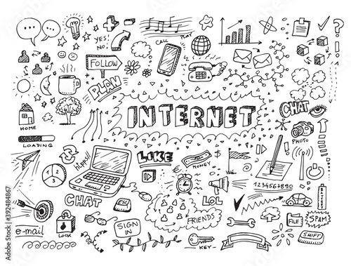 Hand drawn internet vector doodles