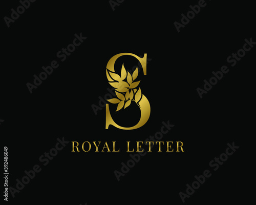 luxury decorative vintage golden royal letter S