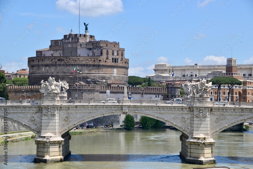 Bridge of Angels and Castel San'Angelo (the mausoleum of Hadrian)  Rome Italy 
