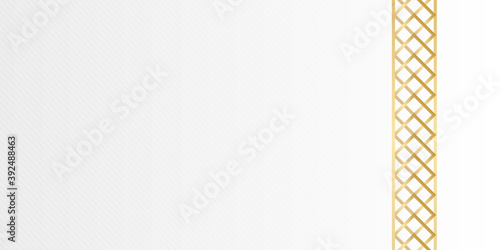 Gold white abstract presentation background with islamic pattern and gold frame