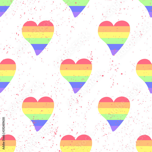 Pride rainbow heart logo on white background.