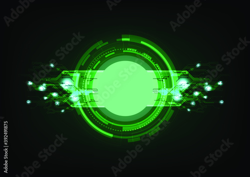 Green digital technology computer circuit circle design innovation concept vector background.
