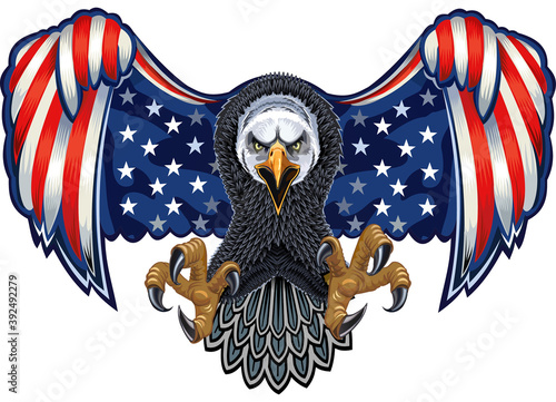 American eagle with USA flags