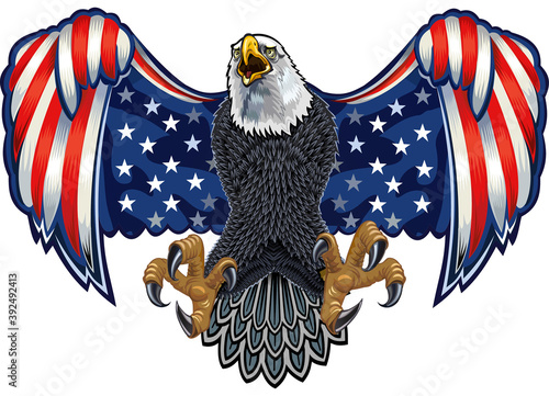 American eagle with USA flags