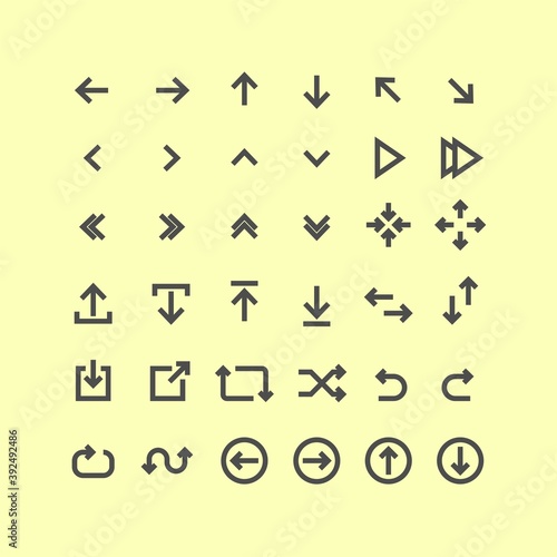 Arrows flat vector icons set