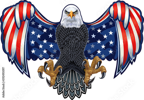 Canvastavla American eagle with USA flags