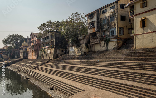 Banganga Tank is an ancient water reservoir that is part of the Valkeshwar temple complex at Malabar Hill in Mumbai in India photo