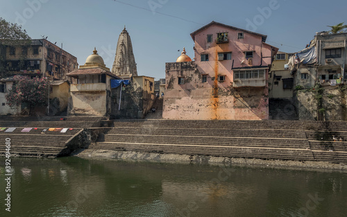 Banganga Tank is an ancient water reservoir that is part of the Valkeshwar temple complex at Malabar Hill in Mumbai in India photo