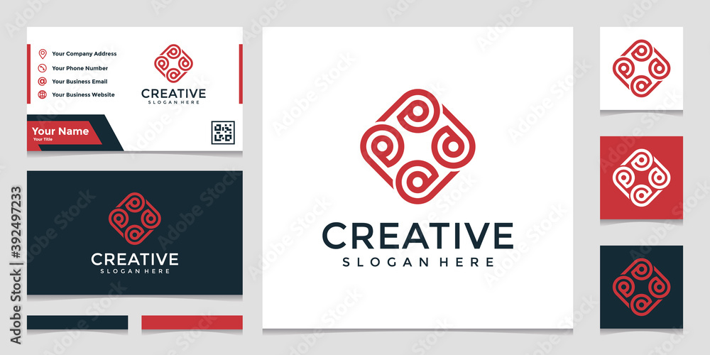 Fototapeta premium letter P logo template with business card design