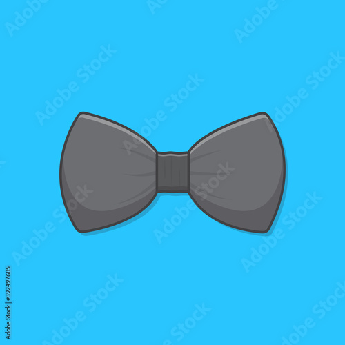 Black Bow Tie Vector Icon Illustration. Clothing Accessories Flat Icon