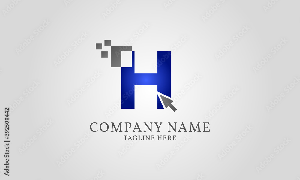 Fototapeta premium mouse click pixel digital letter H