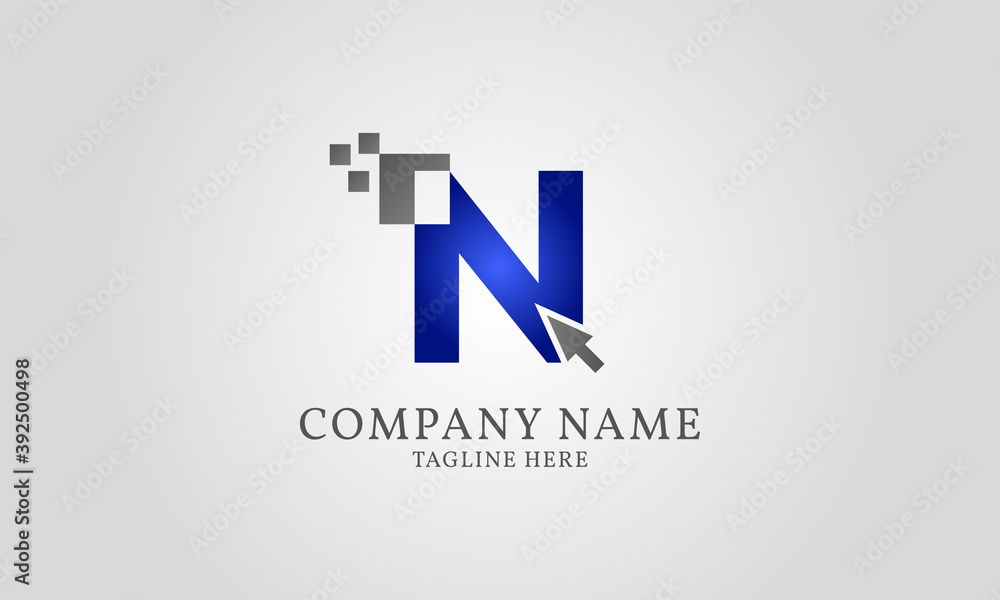 mouse click pixel digital letter N mouse click pixel digital letter N